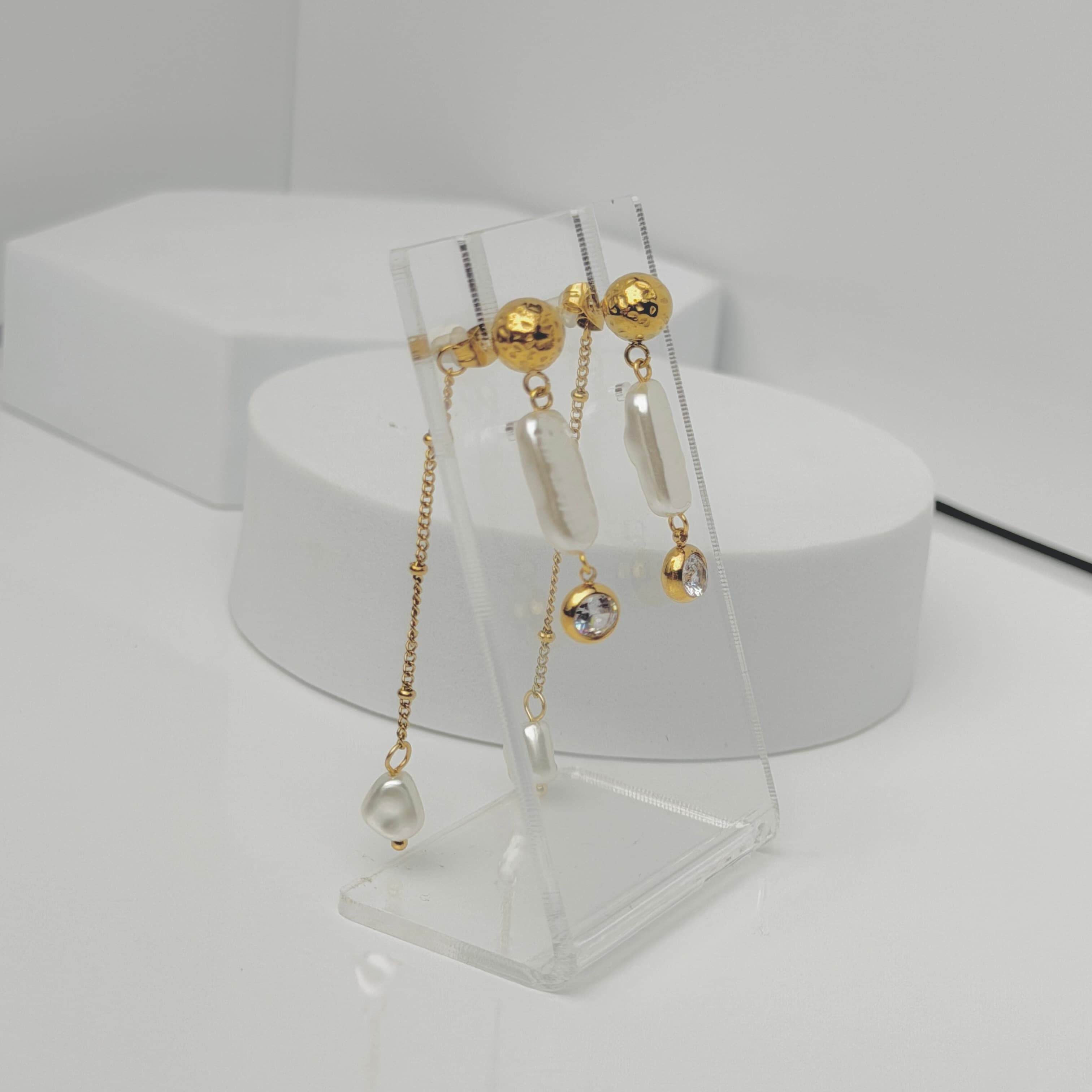 Pearl Drop Chain Earrings image 1