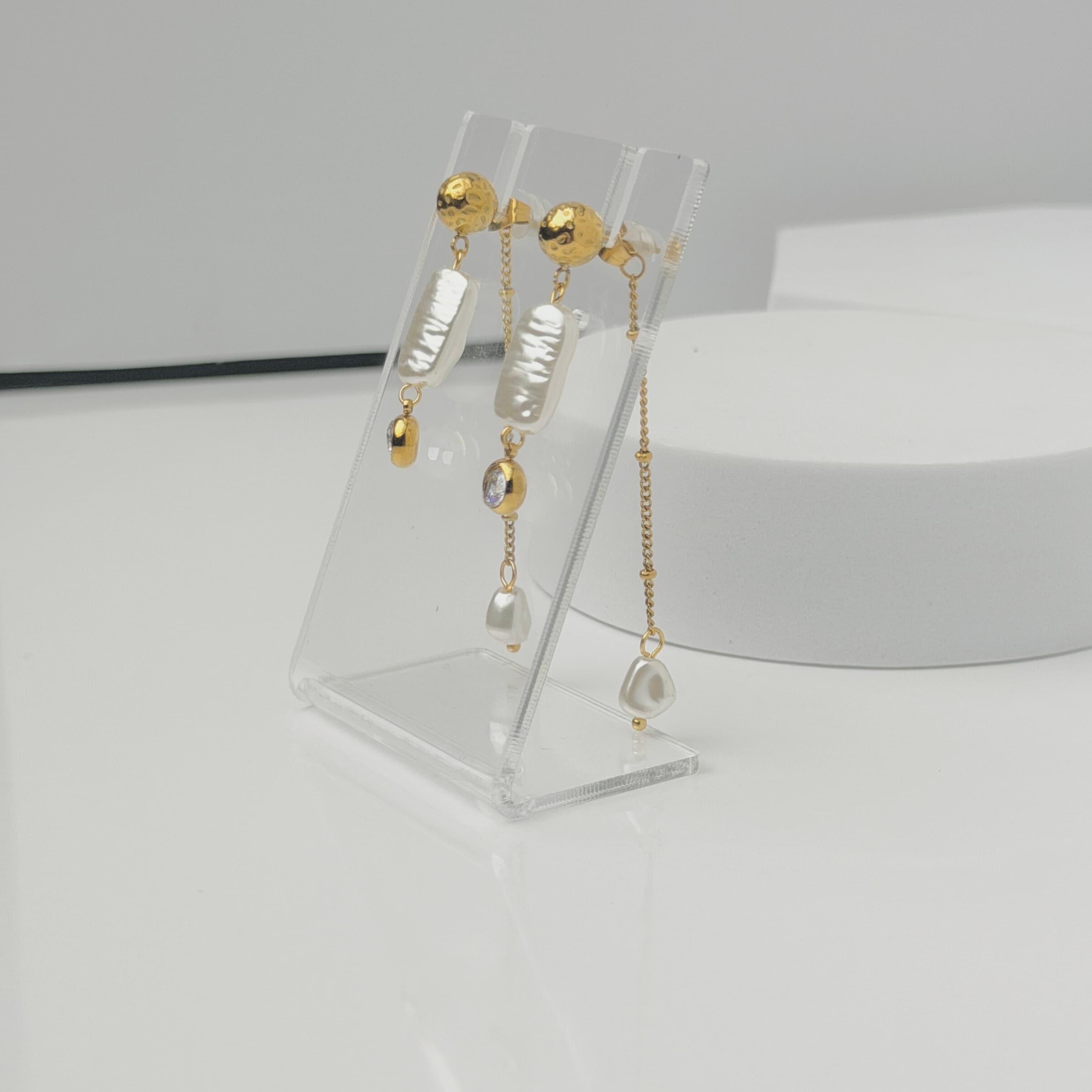 Pearl Drop Chain Earrings image 2