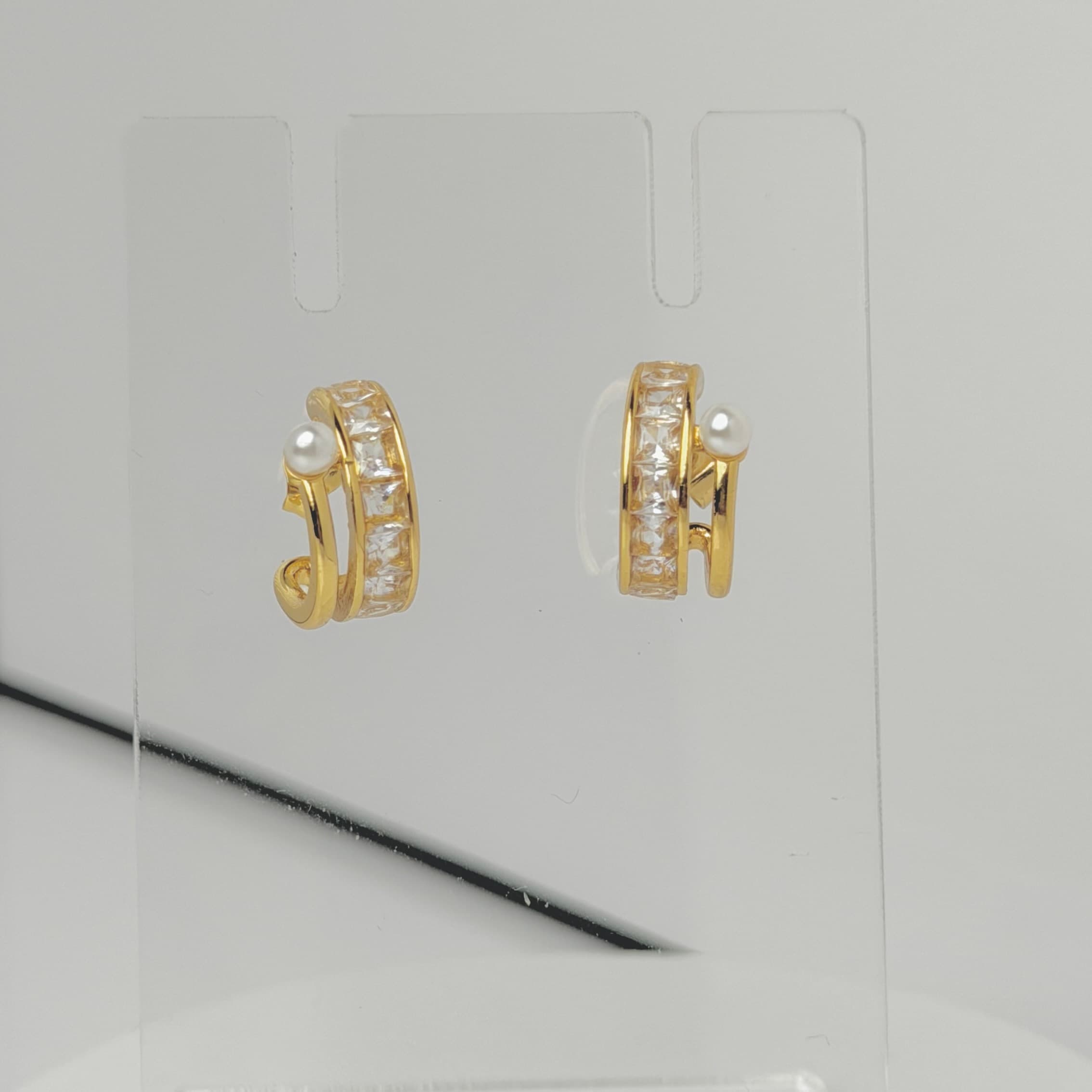 Pearl Crystal Hoops image 1