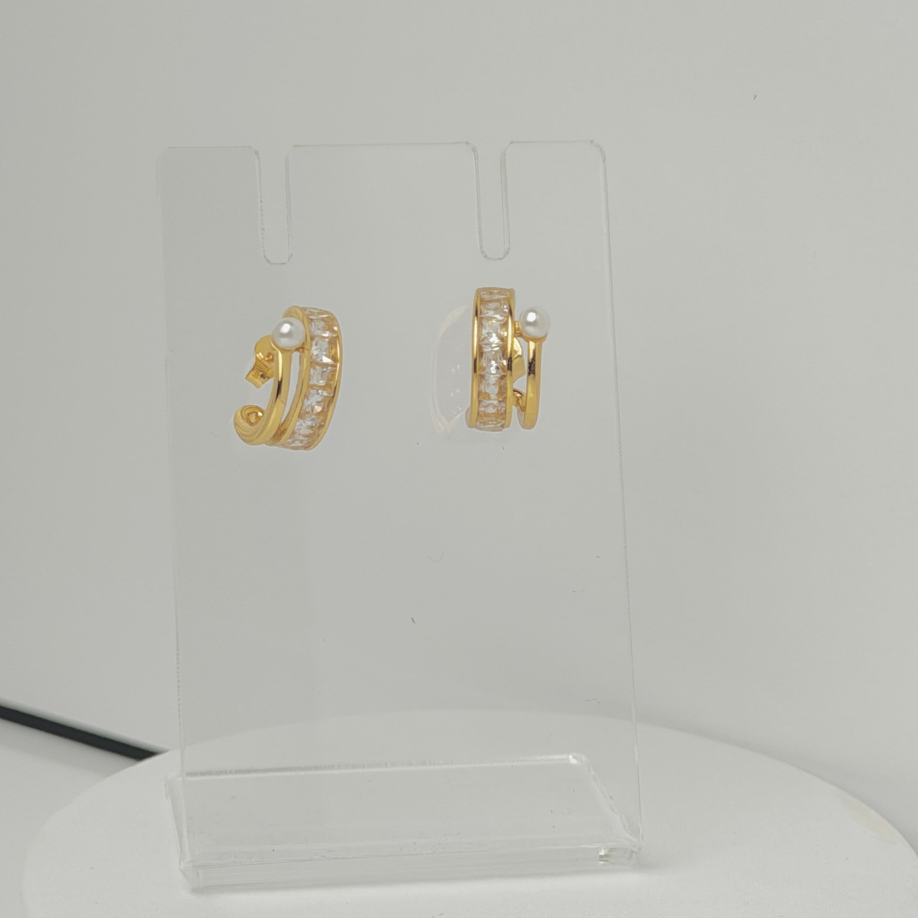 Pearl Crystal Hoops image 2