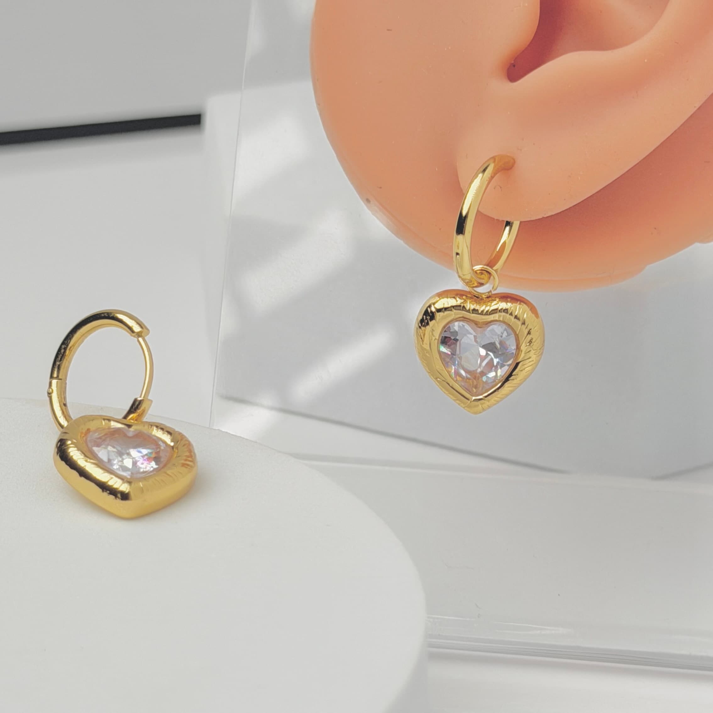 Heart Crystal Hoops image 1