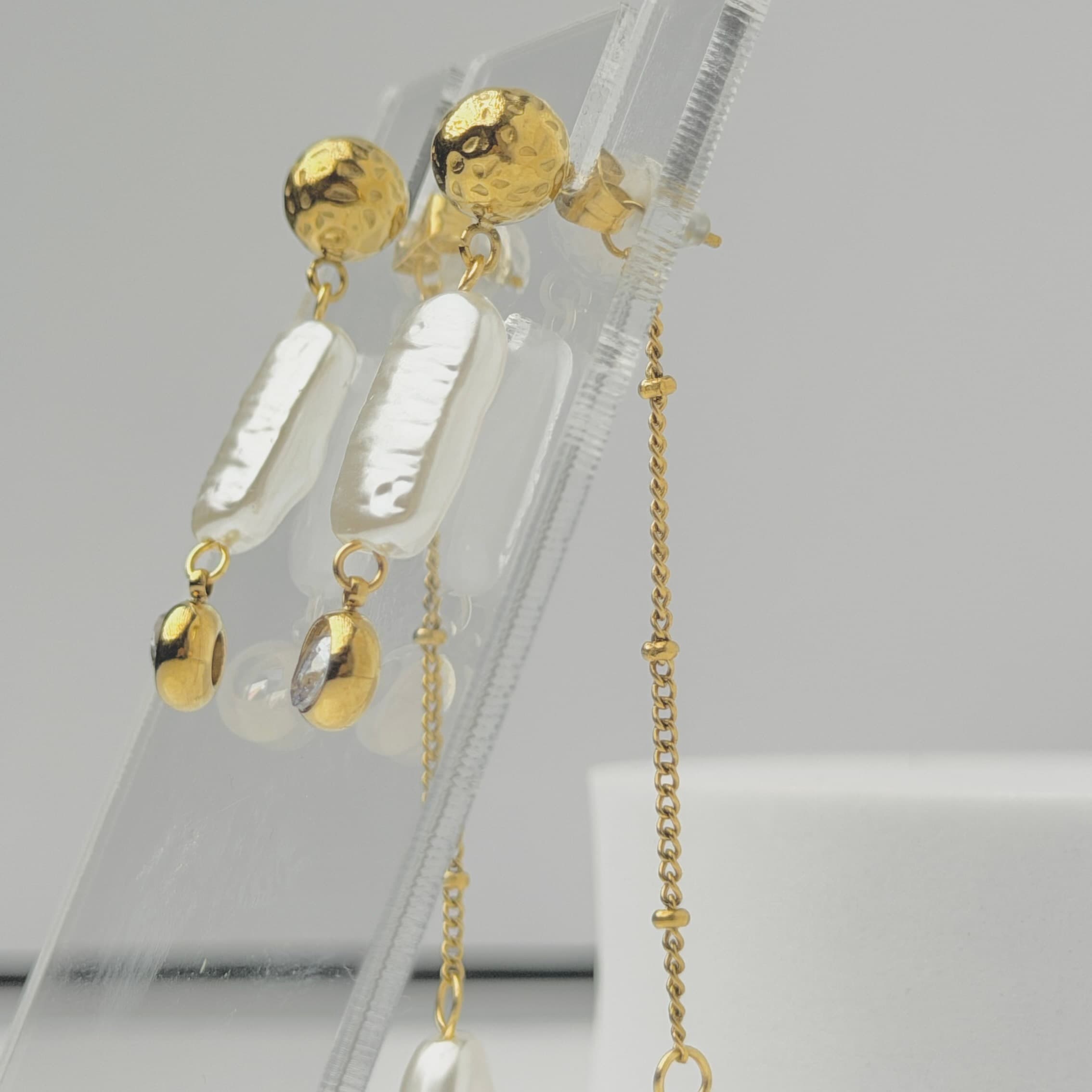 Pearl Drop Chain Earrings image 3