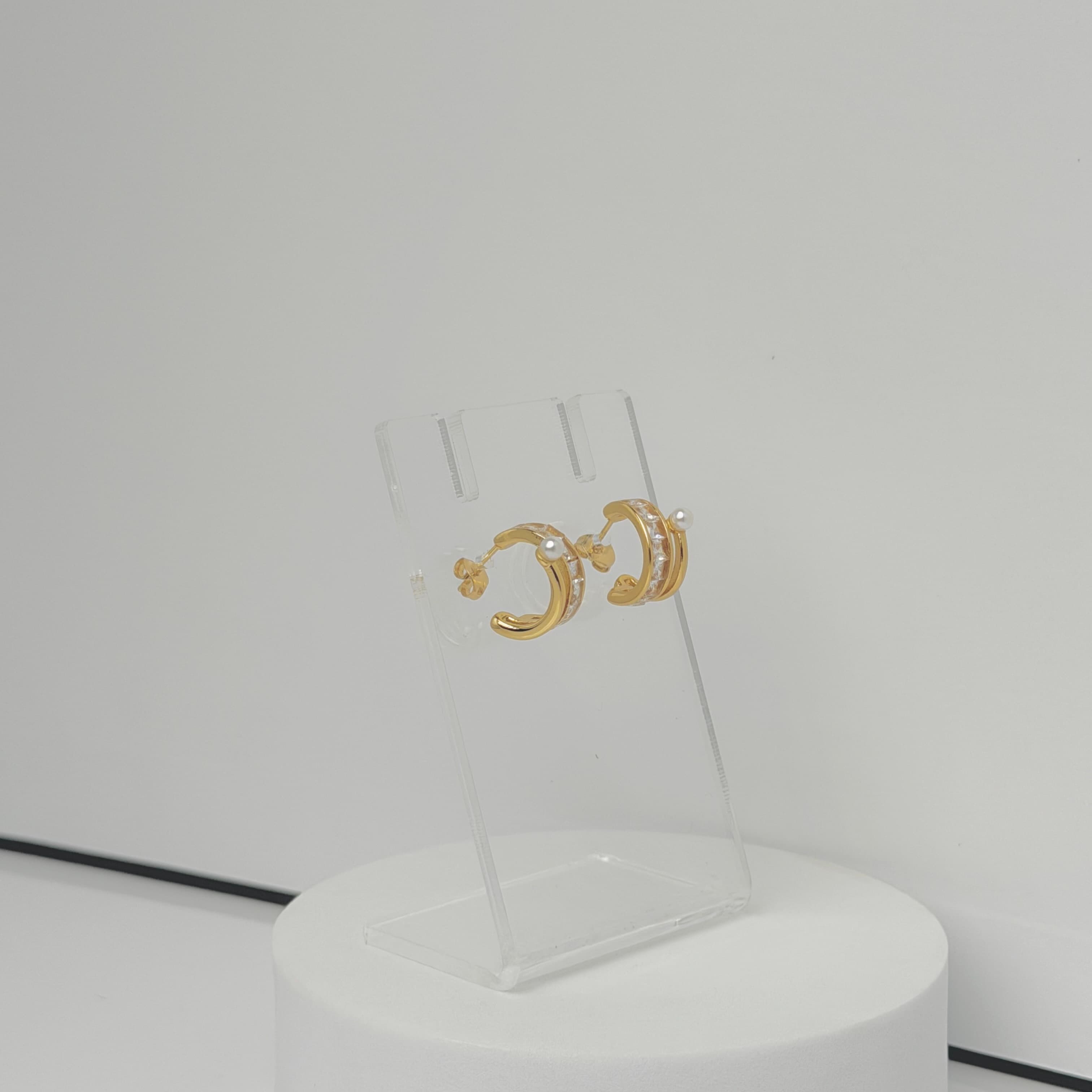 Pearl Crystal Hoops image 3